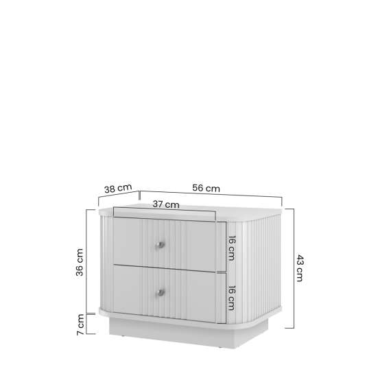 Nattbord Vesper - 56x48 cm - svart matt - 2 stk - sokkel