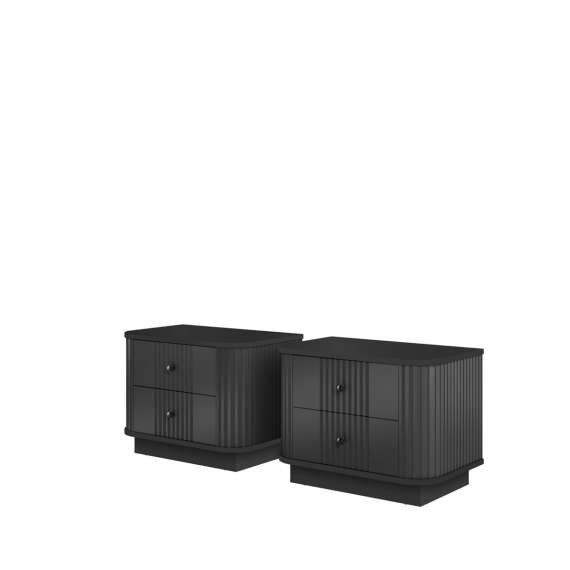 Nattbord Vesper - 56x48 cm - svart matt - 2 stk - sokkel