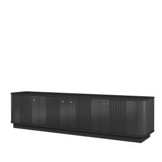 Tv-benk Vesper - 187x43 cm - 4 dører - svart matt - sokkel