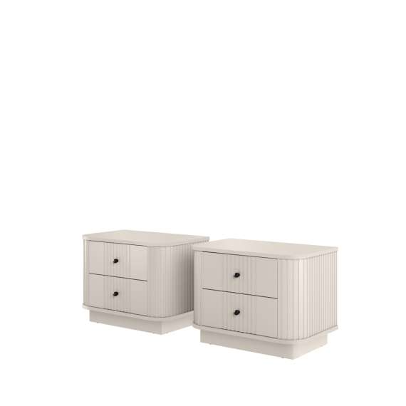 Nattbord Vesper - 56x43 cm - cashmere - 2 skuffer - 2 stk - sokkel