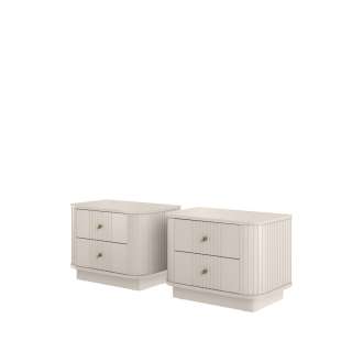 Nattbord Vesper - 56x43 cm - cashmere - 2 skuffer - 2 stk - sokkel