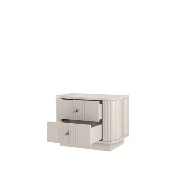 Nattbord Vesper - 56x43 cm - cashmere - 2 skuffer - 2 stk - sokkel