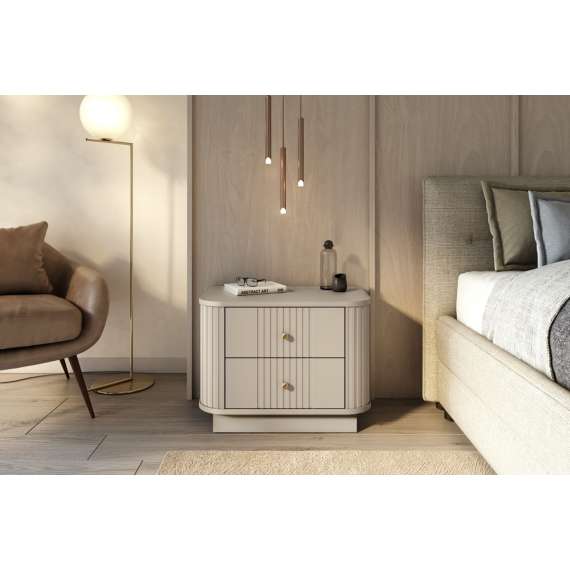 Nattbord Vesper - 56x43 cm - cashmere - 2 skuffer - 2 stk - sokkel