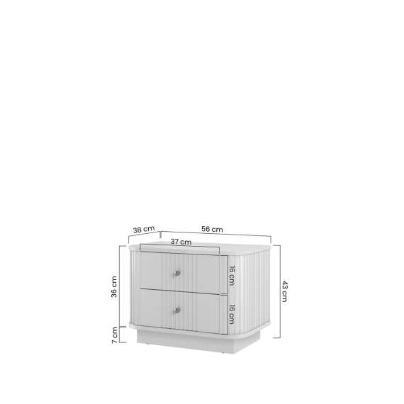 Nattbord Vesper - 56x43 cm - cashmere - 2 skuffer - 2 stk - sokkel