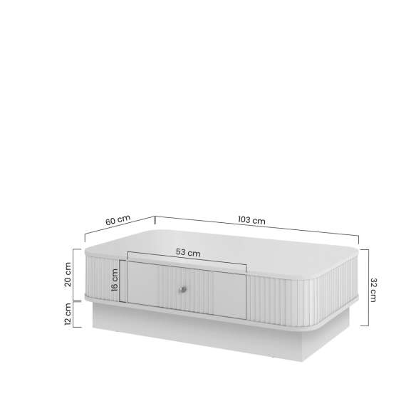 Sofabord Vesper - 103x60 cm - cashmere - 1 skuff - sokkel