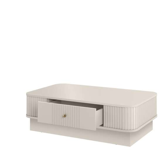 Sofabord Vesper - 103x60 cm - cashmere - 1 skuff - sokkel