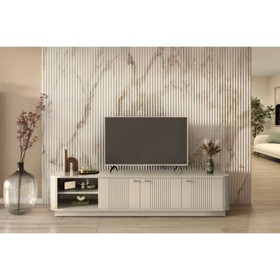 Tv-benk Vesper - 187x43 cm - cashmere - 3 dører - sokkel