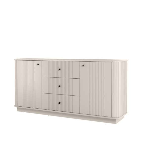 Skjenk Vesper - 160x77 cm - cashmere - 2 dører - 3 skuffer - sokkel