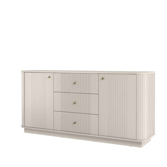 Skjenk Vesper - 160x77 cm - cashmere - 2 dører - 3 skuffer - sokkel