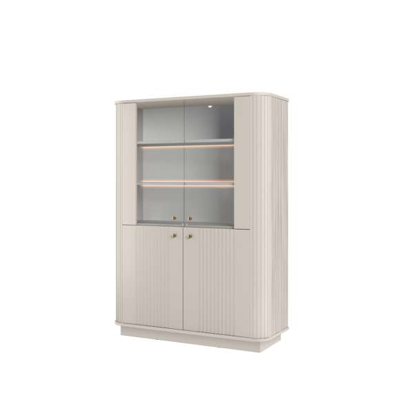 Vitrineskap Vesper - 103x148 cm - 4 dører - cashmere - sokkel