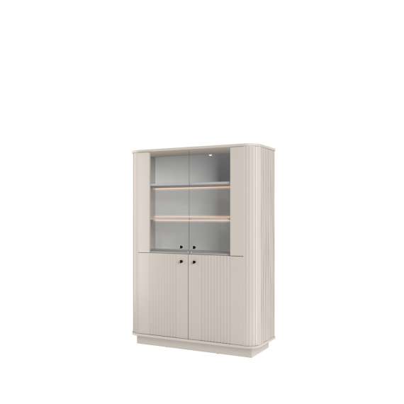 Vitrineskap Vesper - 103x148 cm - 4 dører - cashmere - sokkel