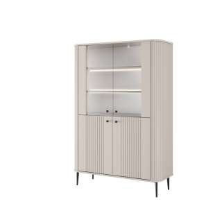 Vitrineskap Vesper - 103x158 cm - 4 dører - cashmere - metall bein