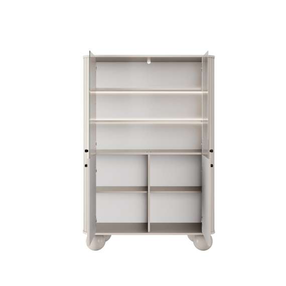 Vitrineskap Vesper - 103x153 cm - 4 dører - cashmere - tre bein