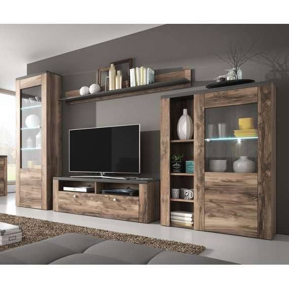 Tv-seksjon Larona 305x206 cm - mørk valnøtt - 4 deler