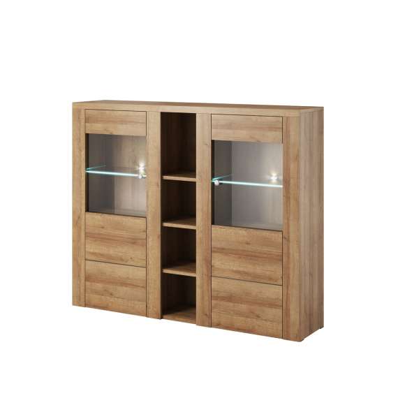 Skjenk Larona 155x130 cm - eik riviera - med belysning