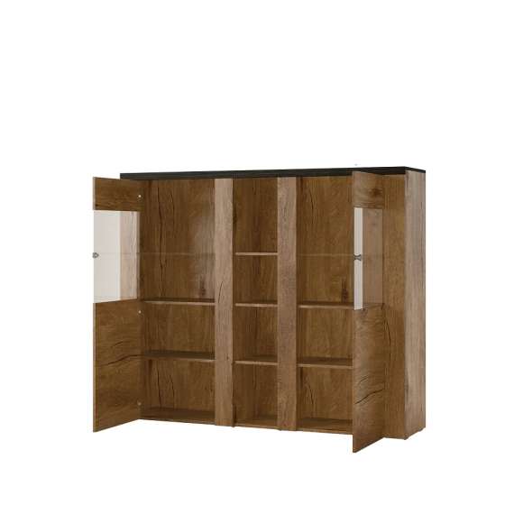 Skjenk Larona 155x130 cm - eik lefkas - med belysning