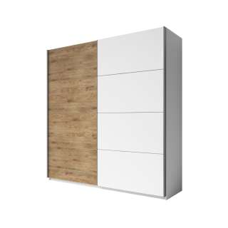 Garderobeskap Galaxy 200x210 cm - hvit - eik - med innredning