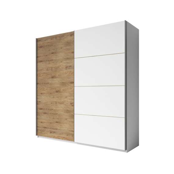 Garderobeskap Galaxy 200x210 cm - hvit - eik - med innredning