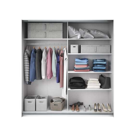 Garderobeskap Galaxy 200x210 cm - hvit - eik - med innredning