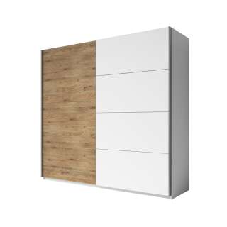 Garderobeskap Galaxy 221x210 cm - hvit - eik - med innredning