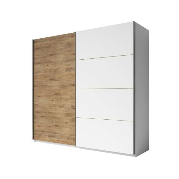 Garderobeskap Galaxy 221x210 cm - hvit - eik - med innredning