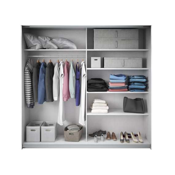 Garderobeskap Galaxy 221x210 cm - hvit - eik - med innredning