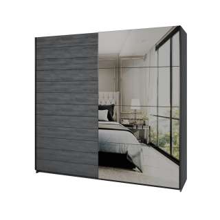 Garderobeskap Galaxy 221x210 cm - carbon eik - med innredning