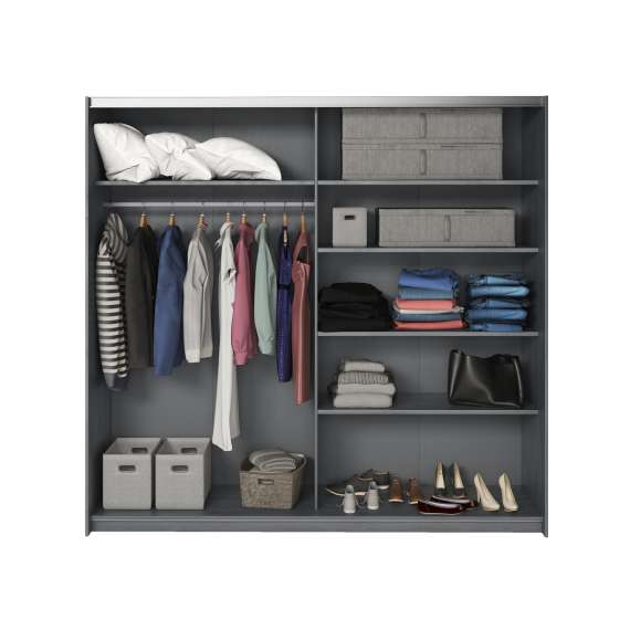 Garderobeskap Galaxy 221x210 cm - carbon eik - med innredning