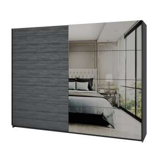 Garderobeskap Galaxy 270x210 cm - carbon eik - med innredning