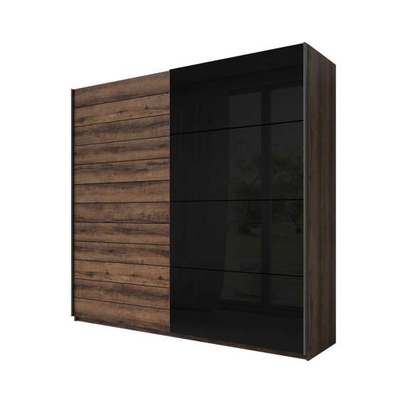 Garderobeskap Galaxy 200x210 cm - eik - sort - med innredning