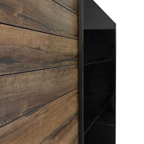 Garderobeskap Galaxy 200x210 cm - eik - sort - med innredning