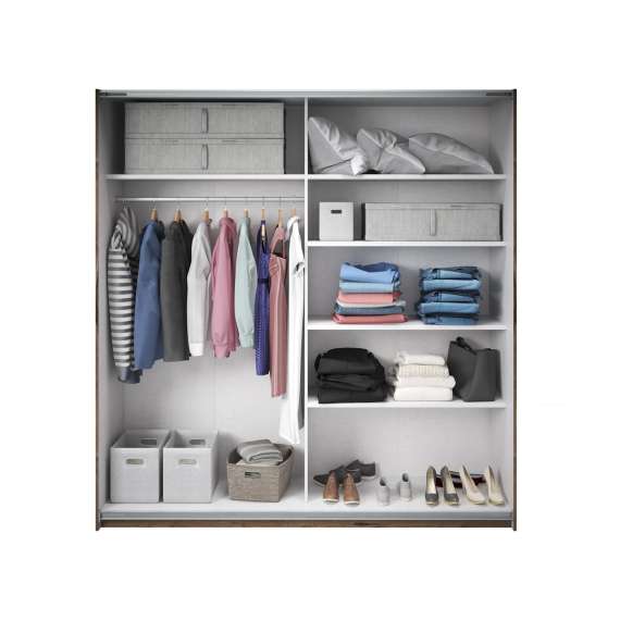 Garderobeskap Galaxy 200x210 cm - eik - sort - med innredning