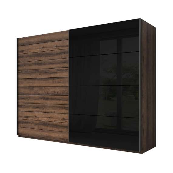 Garderobeskap Galaxy 270x210 cm - eik - sort - med innredning