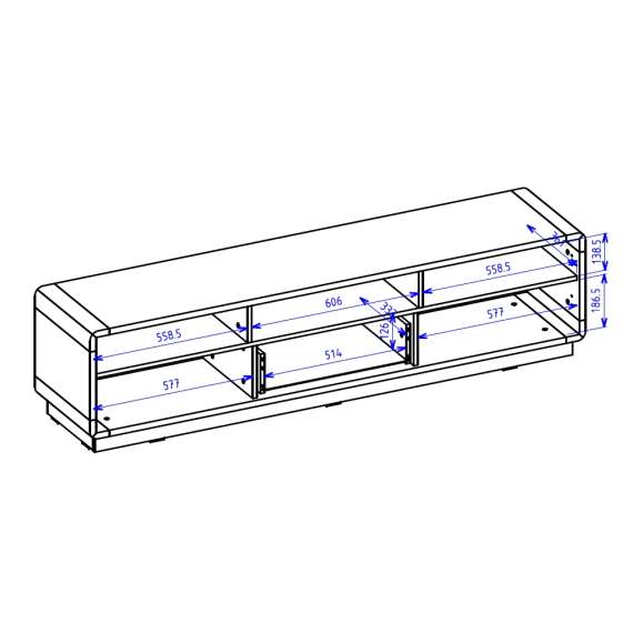 Tv-benk Aston 180x44 cm - Eik - Svart matt