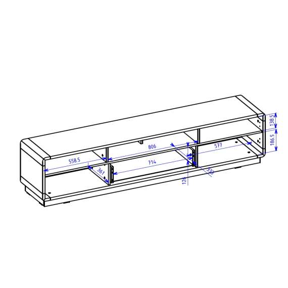 Tv-benk Aston 200x44 cm - Eik - Svart matt