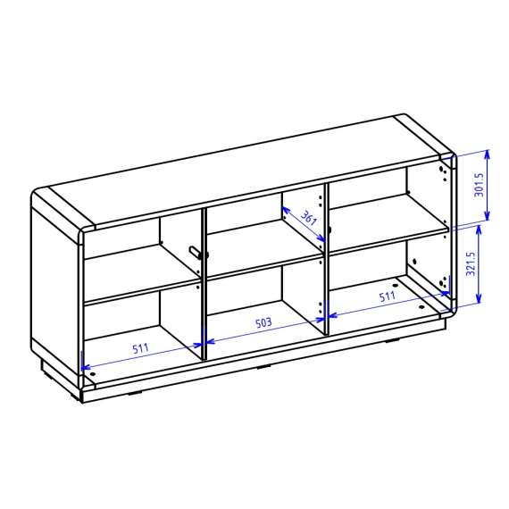Skjenk Aston 160x74 cm - Svart matt - 3 dører