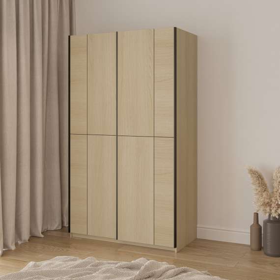 Garderobeskap Cube 120x210 cm - eik - med innredning