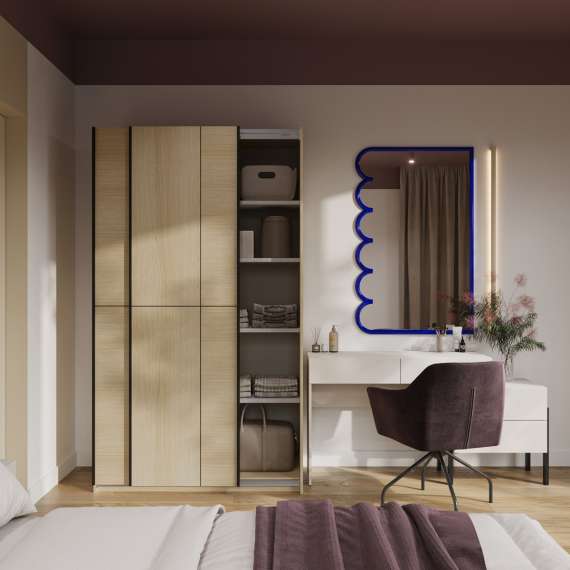 Garderobeskap Cube 120x210 cm - eik - med innredning