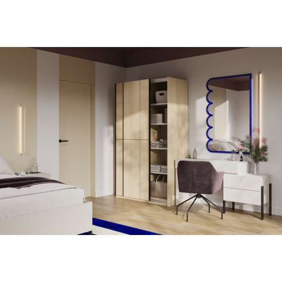 Garderobeskap Cube 120x210 cm - eik - med innredning