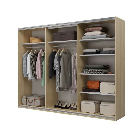 Garderobeskap Cube 270x210 cm - eik - med innredning