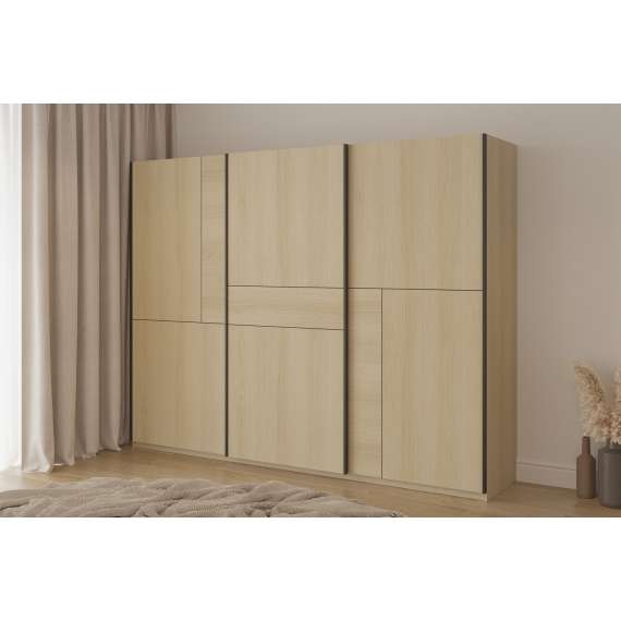 Garderobeskap Cube 270x210 cm - eik - med innredning