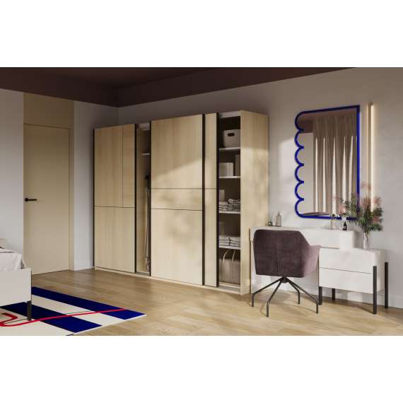 Garderobeskap Cube 270x210 cm - eik - med innredning