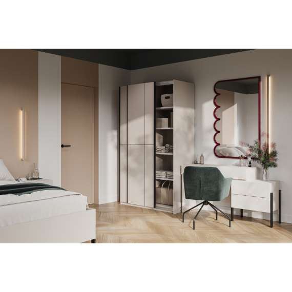 Garderobeskap Cube 120x210 cm - cashmere - med innredning