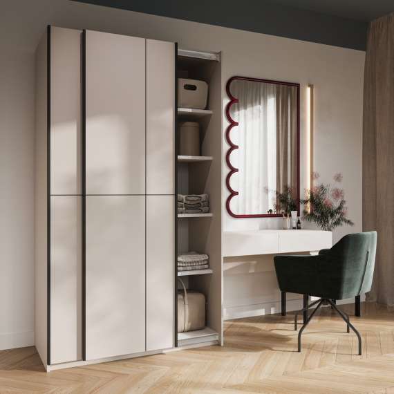 Garderobeskap Cube 120x210 cm - cashmere - med innredning