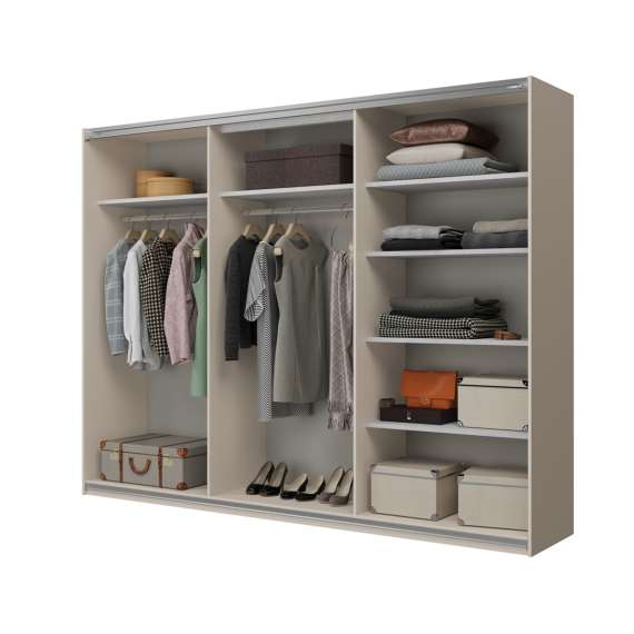 Garderobeskap Cube 270x210 cm - cashmere - med innredning