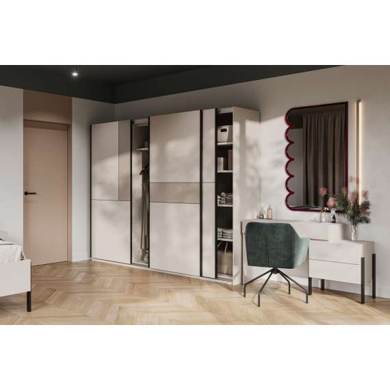 Garderobeskap Cube 270x210 cm - cashmere - med innredning