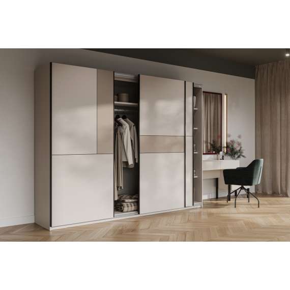 Garderobeskap Cube 270x210 cm - cashmere - med innredning