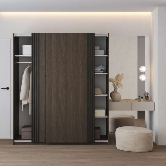 Garderobeskap Niva 180x210 cm - mørk eik - med innredning