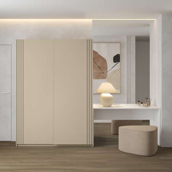 Garderobeskap Niva 120x210 cm - beige - med innredning