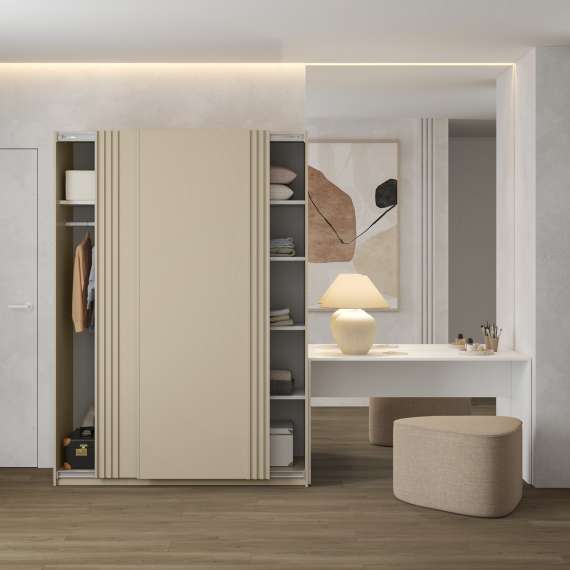 Garderobeskap Niva 120x210 cm - beige - med innredning